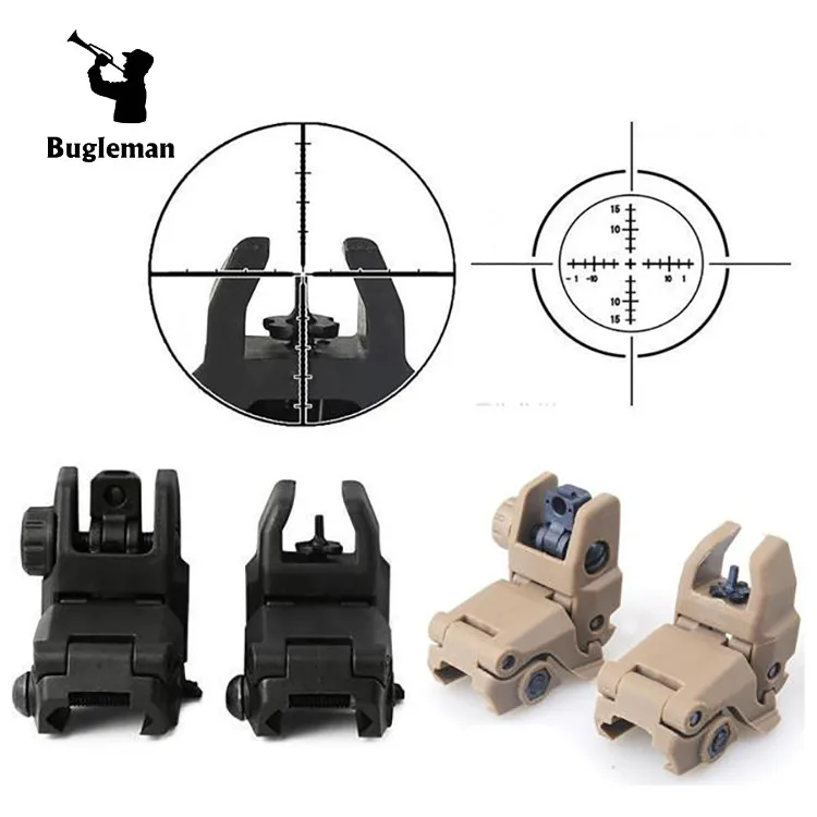 

Hunting Accessories Bugleman Tactical Flip Up Backup Sights BuiS Set Folding Front Rear Sight