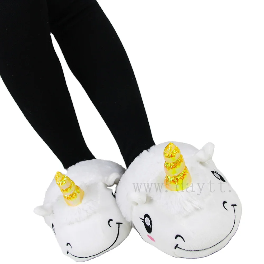 

Sheep Animal Home Shoes Promotional Plush Unicornio Goat Slippers For Woman, White