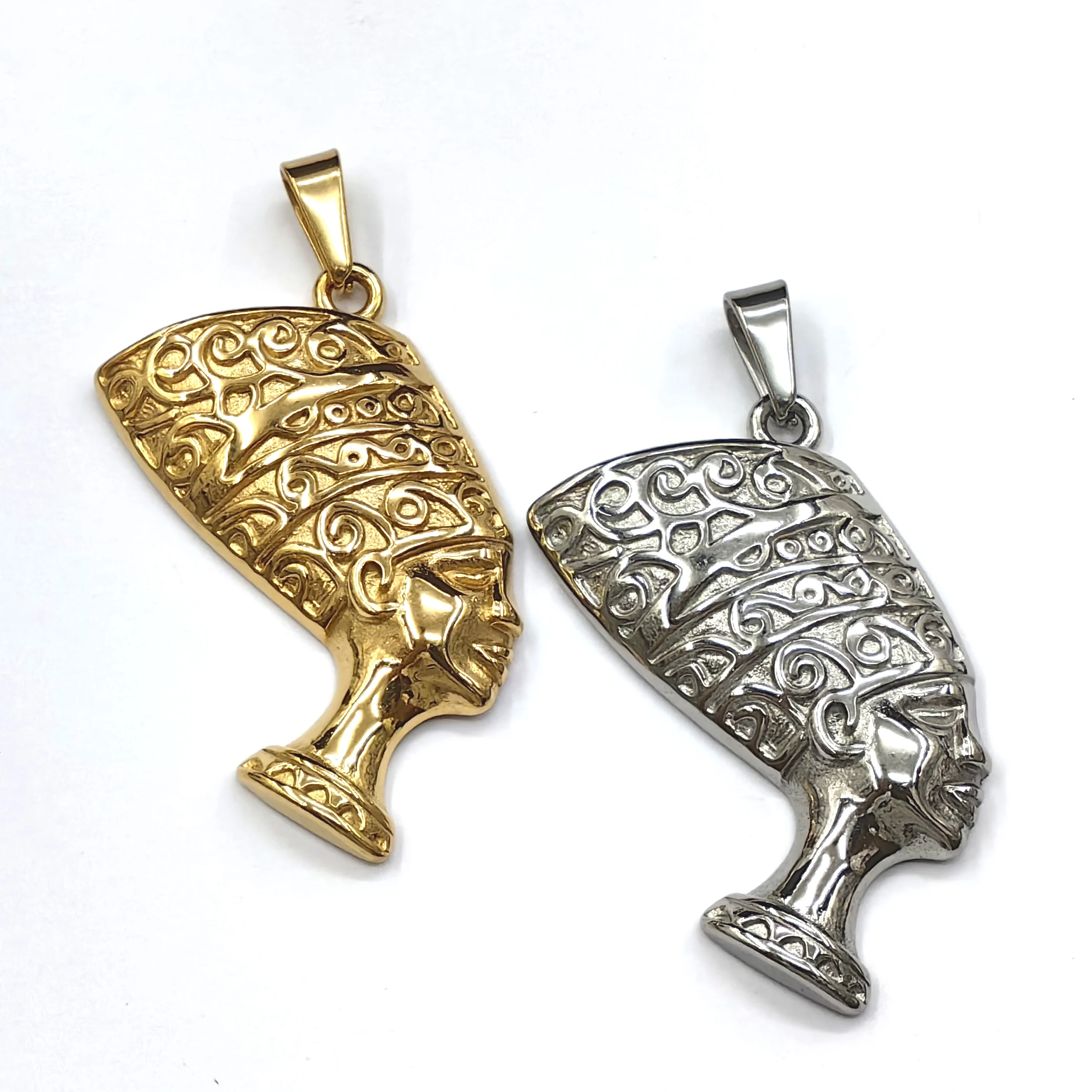 

Trendy 18k Gold Egyptian Queen Nefertiti Pendant Stainless Steel Women Men African Nefertiti Pendant Jewelry