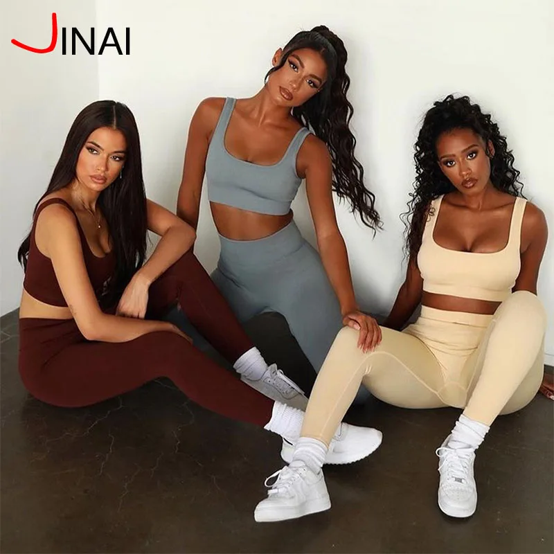 

2021 ribbed High quality seamless yoga set custom logo sports with low price U bra and shorts and leggings, 6 color avaliable