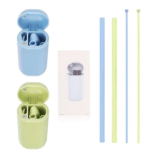 Image of Wholesale Reusable Portable collapsible Straw Eco-Friendly Foldable Straws Folding Drinking Straw with case and brush
