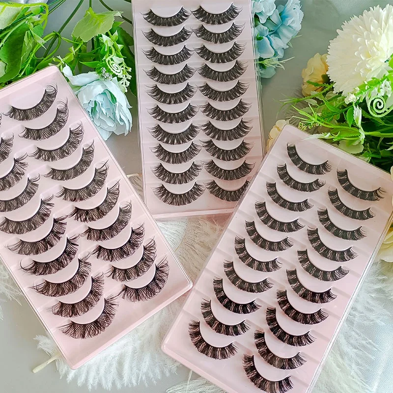 

Custom Packaging Box Russia Dd Curl Mink Eyelashes Dramatic Deep Curl Strip Lashes Wink Winged Eyelash, Black