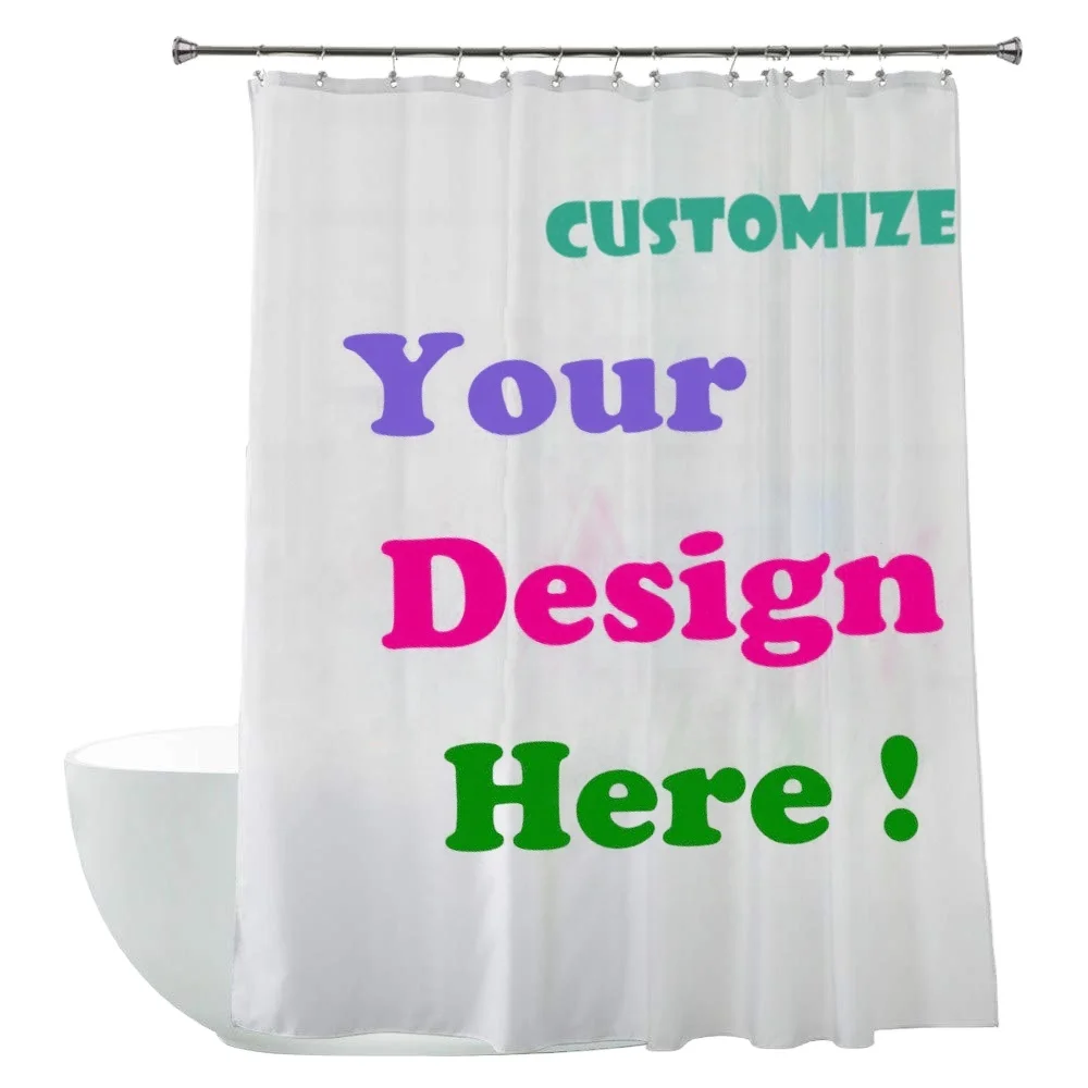 
Hot Sale Custom Design Digital Print Polyester Fabric Shower Curtains with Lead Weight Bottom  (62598487392)