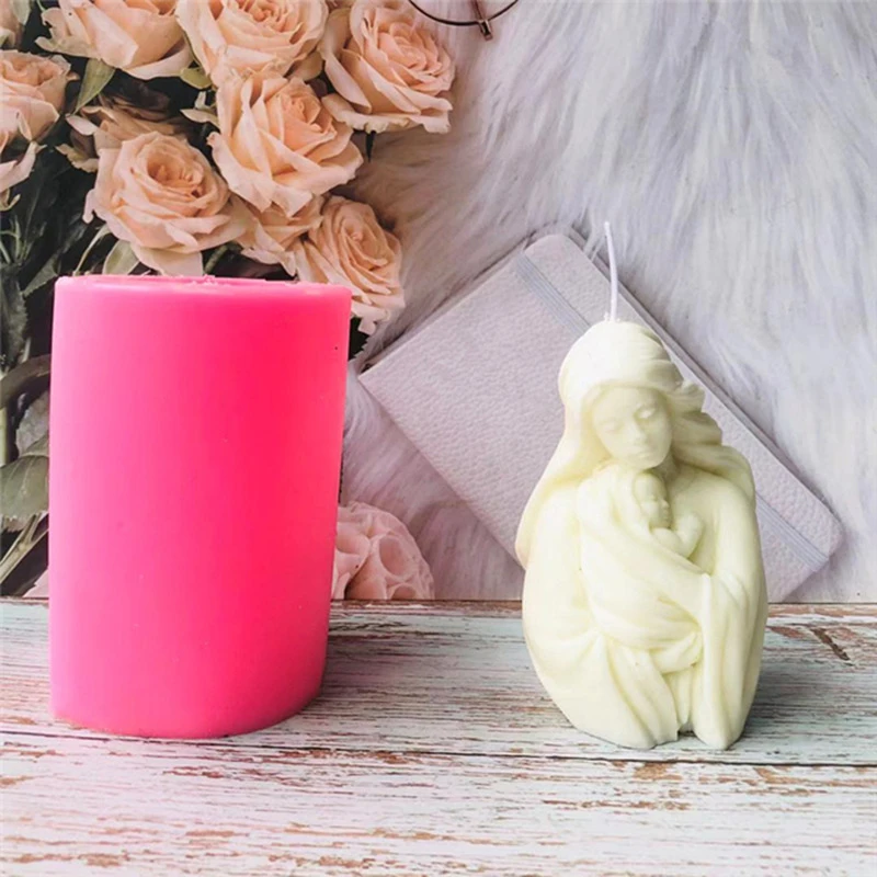 

Z0370 Amazon sells DIY Mother and Child 3D candle silicone mold handmade creative incense plaster candle molds