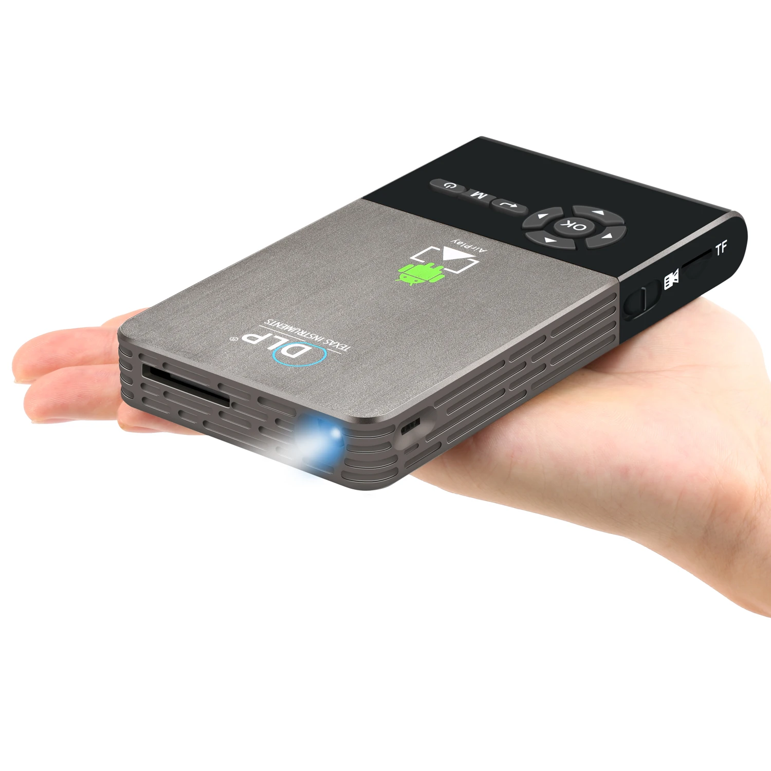 

Highest Configuration 32G Wifi Android 7.1 DLP Video Overhead C2 beam projector, Black