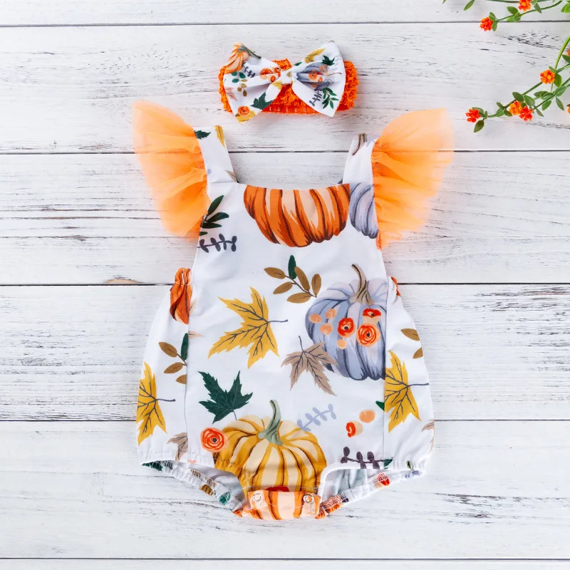

Halloween Favors Baby Romper Pumpkin Pattern Kids Outfit M2165