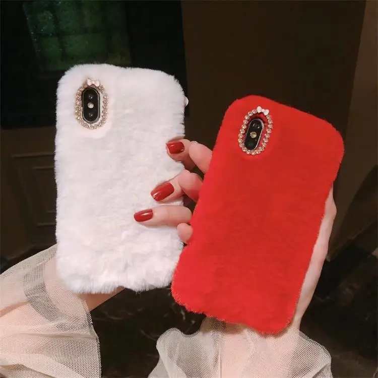 

Dropshipping Winter fashion women furdesigner luxury women fur phone case for iphone