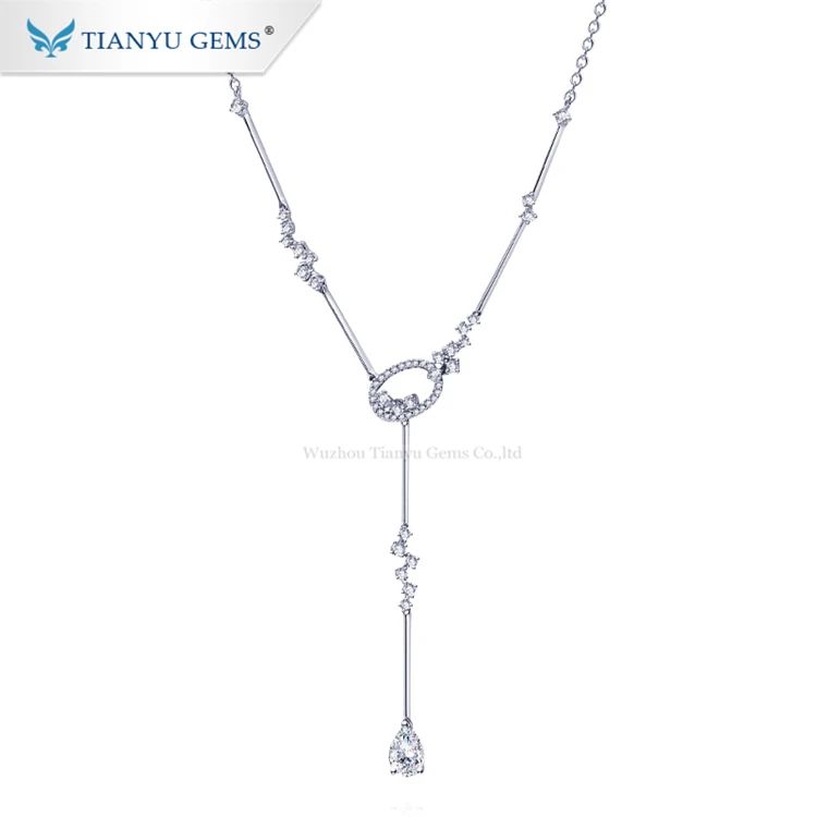 

Tianyu gems synthesis moissanite diamonds white gold women's jewelry necklaces for stock