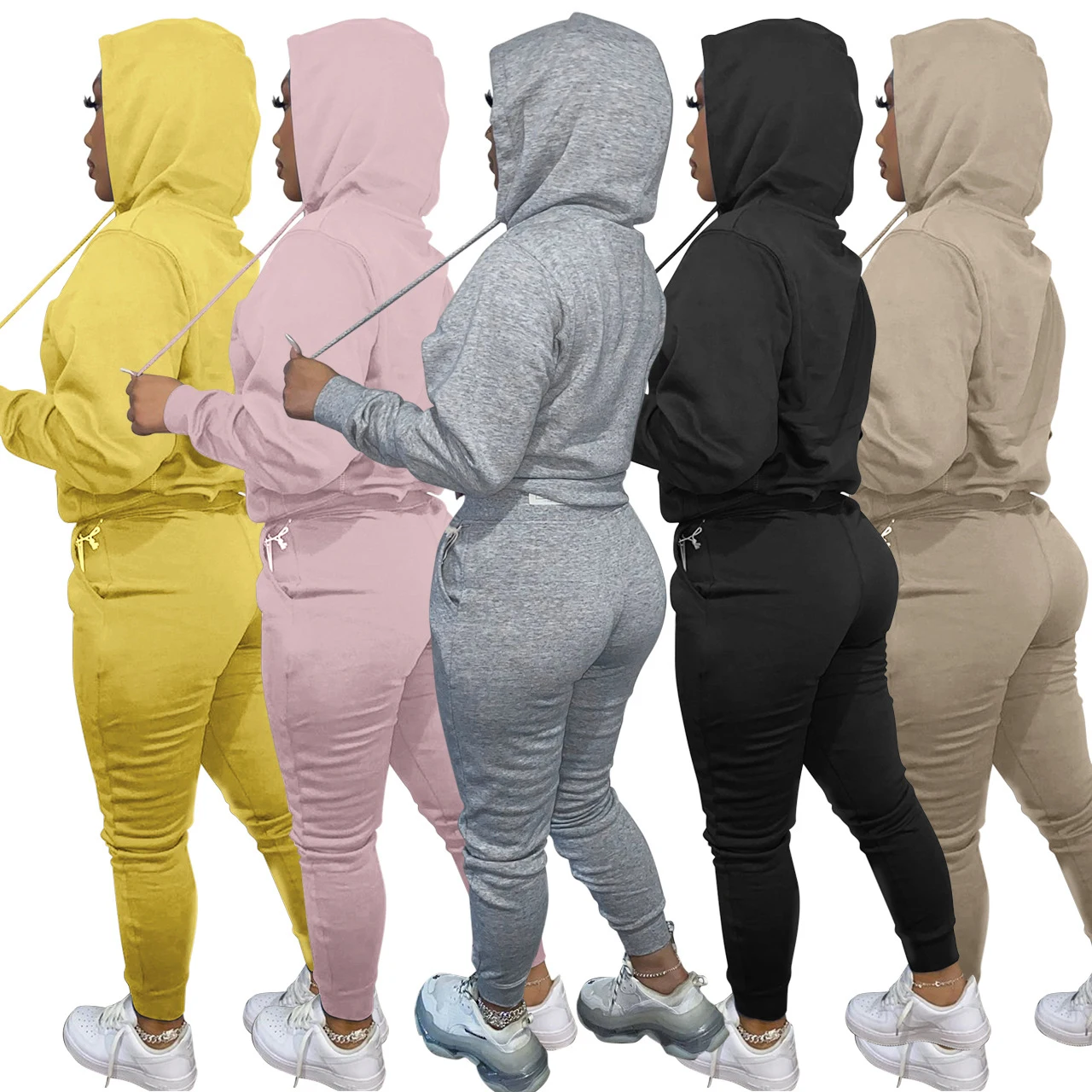 

High Quality 2021 Hooded Suit Sweatshirt Two Piece Sweat Pants Womens Joggers Set Fall Quality 2 Piece Womens Clothing Fashion, As picture or customized make