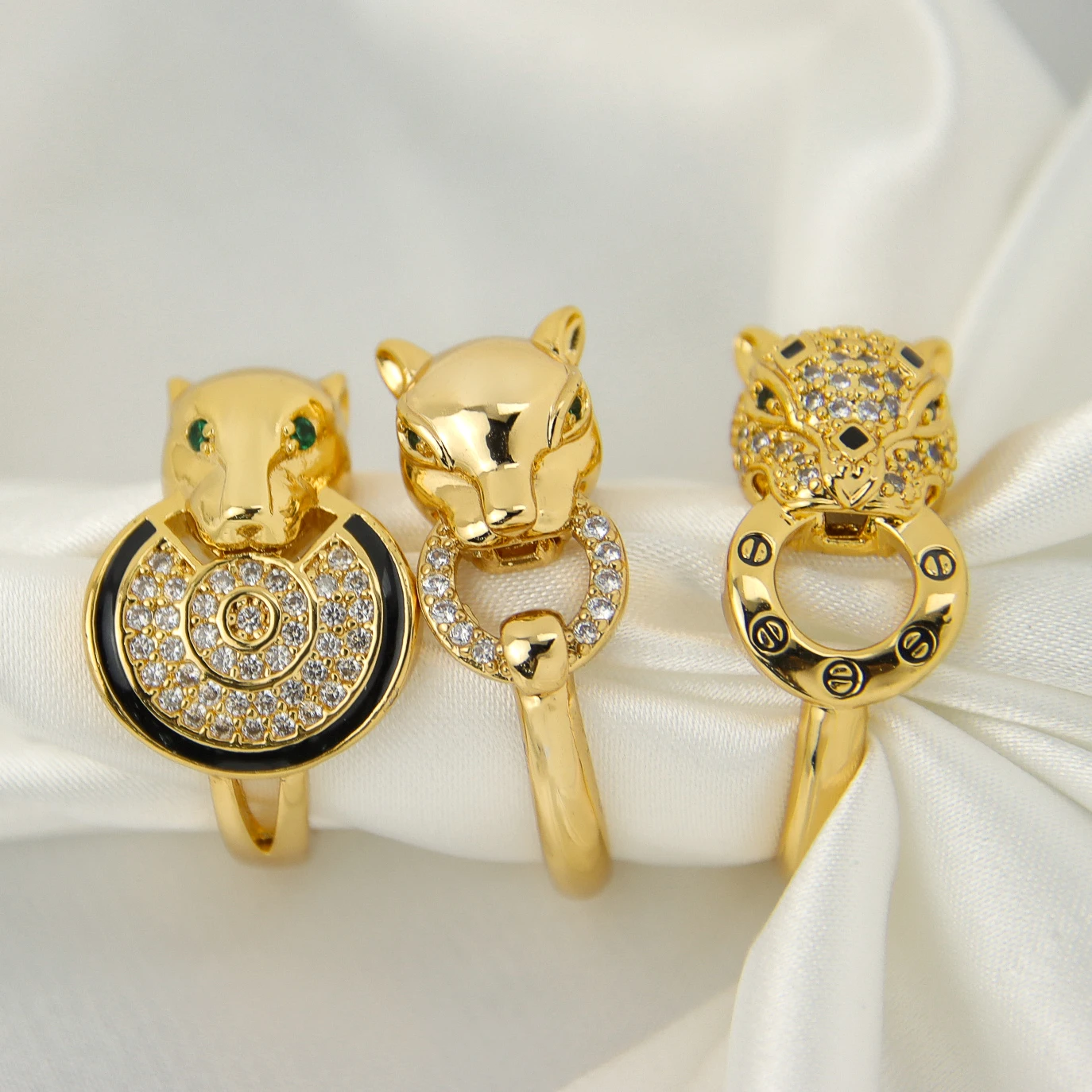 Queen's Temperament Jewelry Money Leopard Lady Ring Luxury Zircon Jewelry Womens Gold Plated Rings