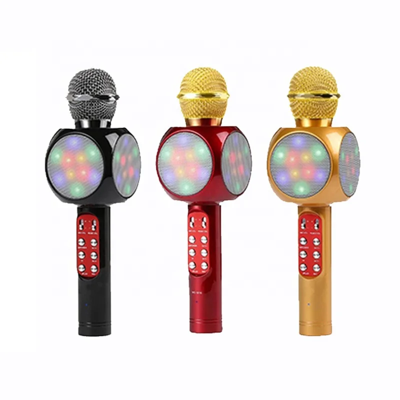 q7 q9 ws1816 669 668 ws 858 wireless karaoke bluetooth microphone sub woofer speaker led light for family party handheld ktv