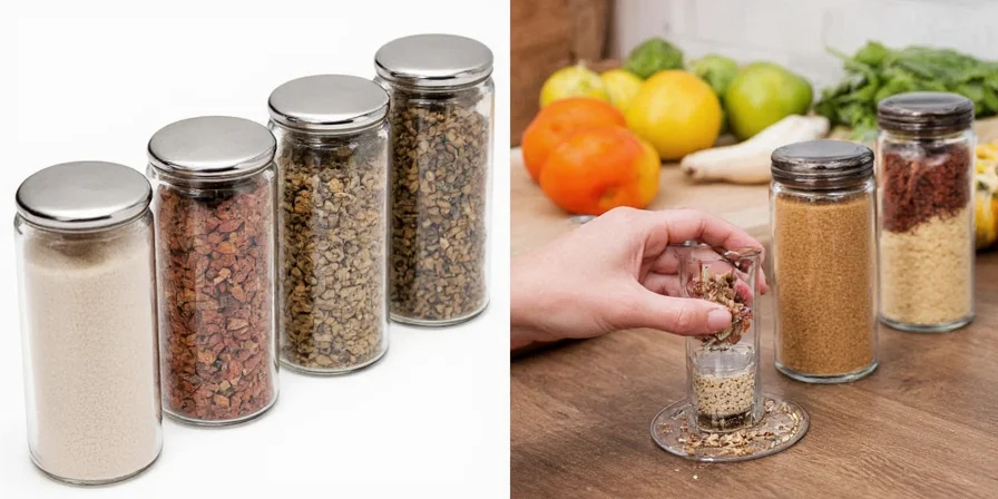 Door-mounted spice organizer on cabinet