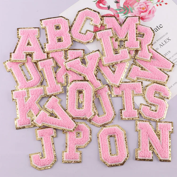 

Patches Sew on Towel Alphabet Embroidery Clothes Multi Colour Iron On Chenille Letter Patch, Pantone color iron on chenille letter patch