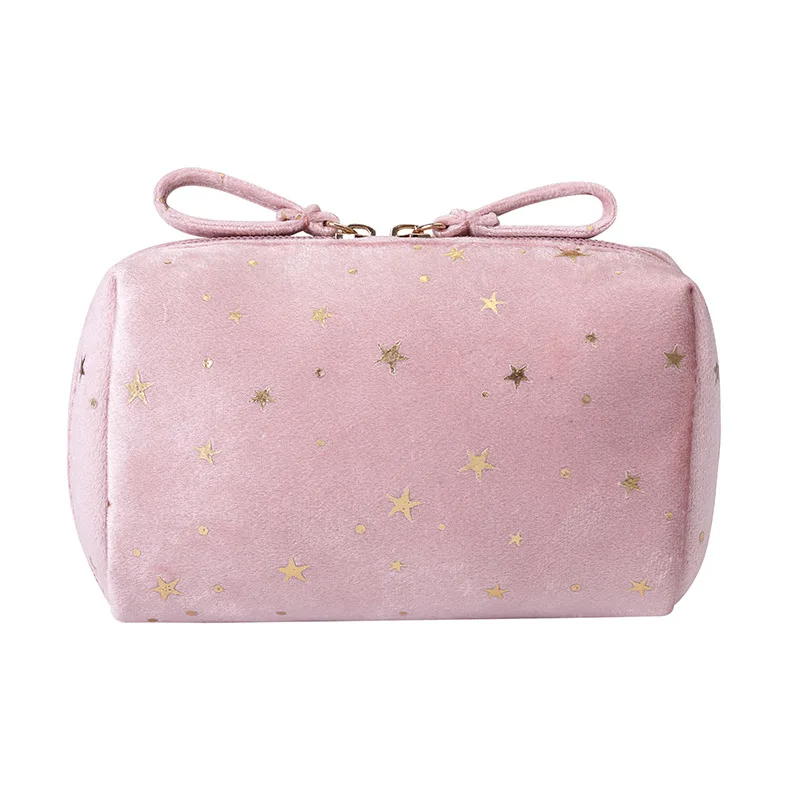 

New Arrival Pink Velvet Cosmetic Bag Star Cosmetic Bag Velvet Makeup Pouch, 3 colors