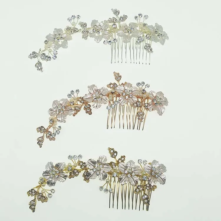 

SHSS2001 golden leaves wedding hair accessories bridal hair combs pearl bridal hair accessories, Gold