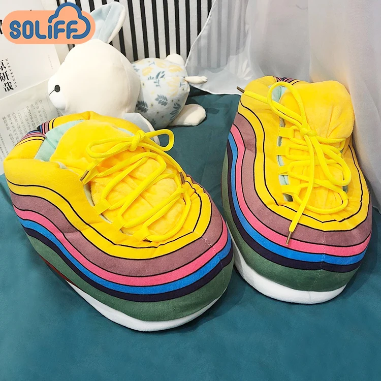 

new design comfortable sneaker slipper yellow rainbow style yeezy shoes