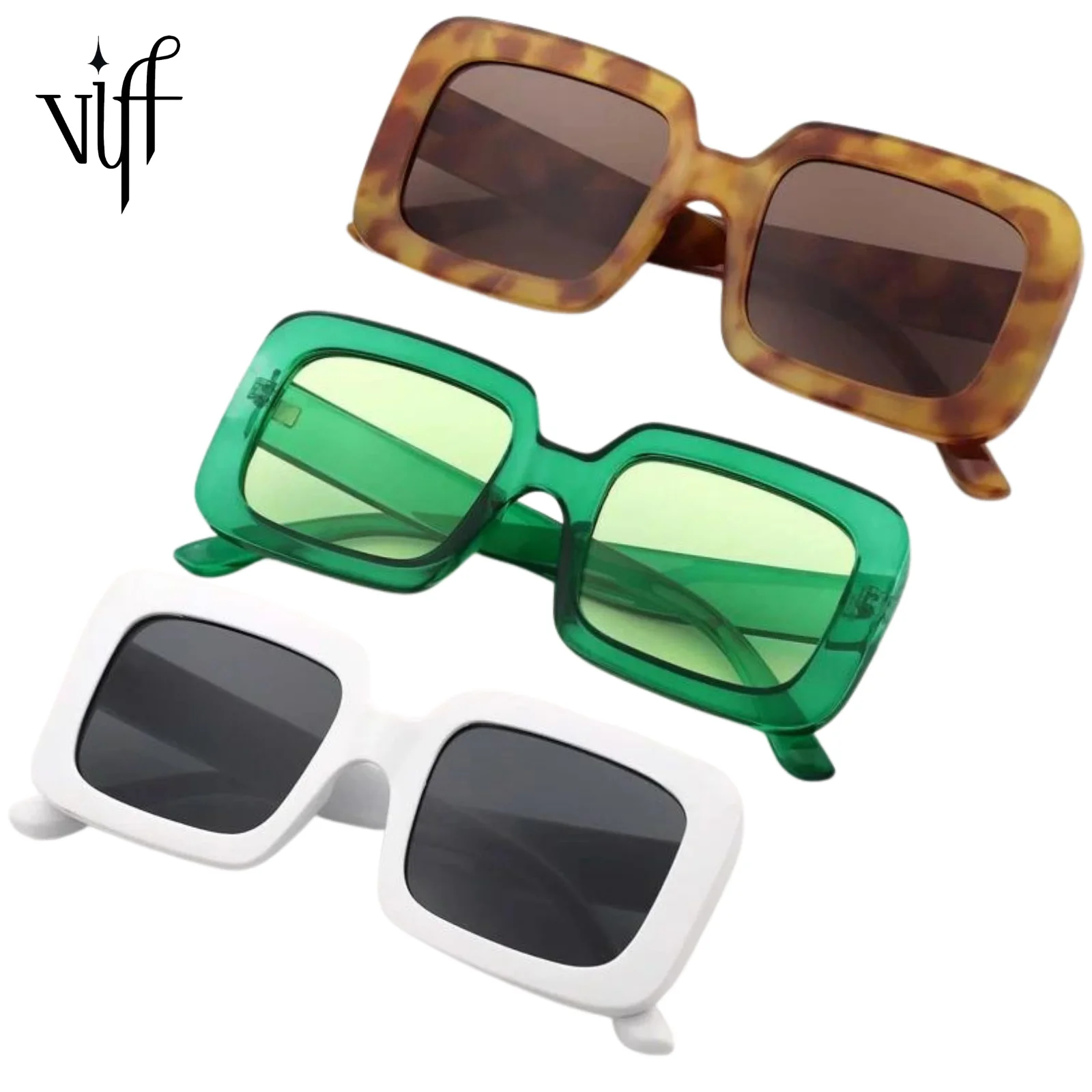 

VIFF HP20232 Wholesale Custom UV400 Green Frame Shades Sunglasses Oversized Women Unisex Sun Glasses Square Sunglasses