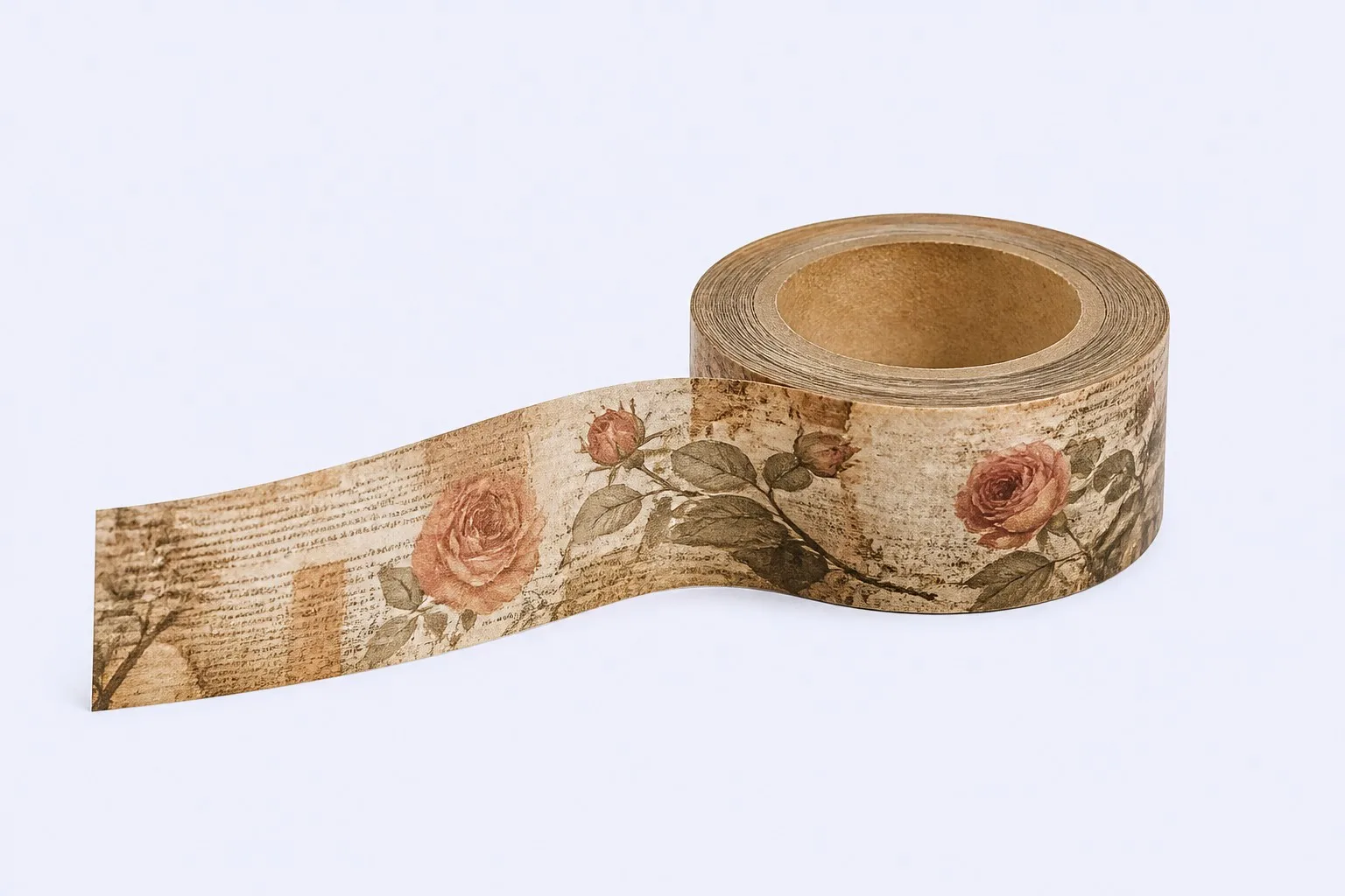Aged rose & manuscript pattern washi tape