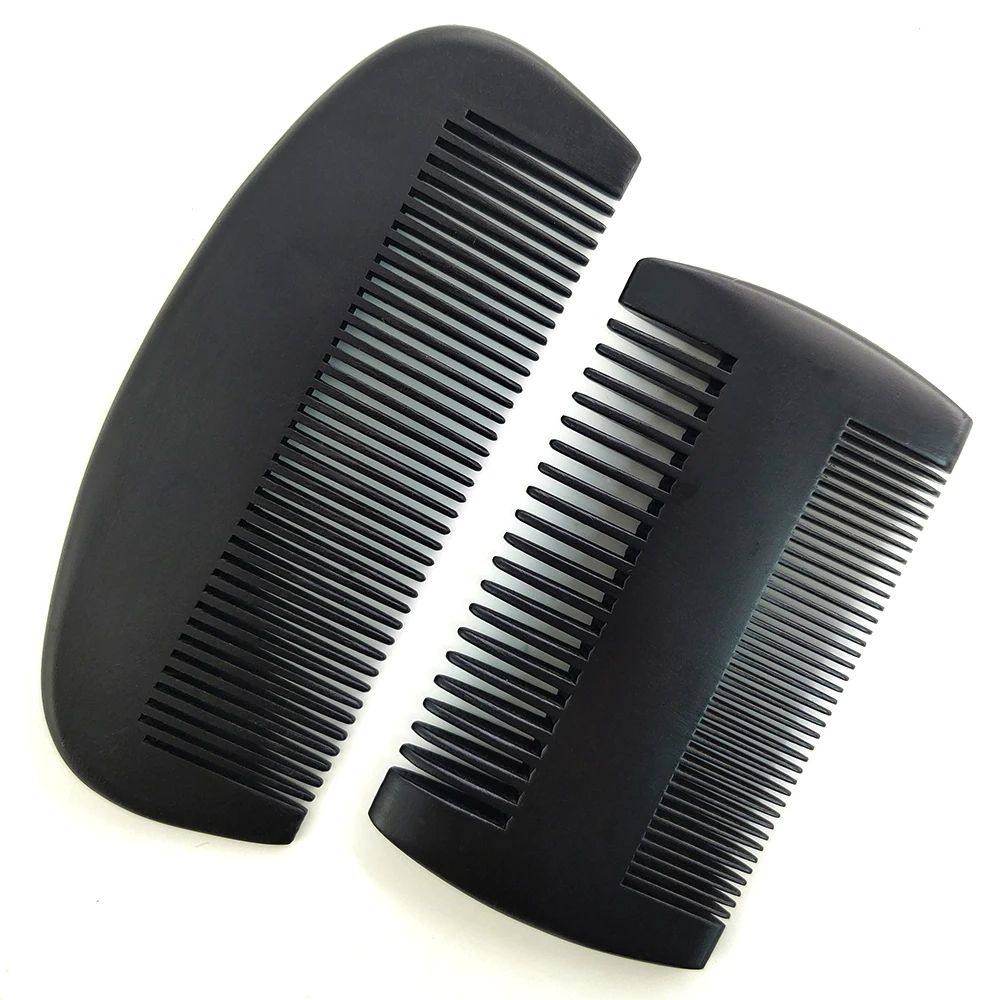 

Hot sale private custom label pocket size black combs wooden hair beard comb gift set, Black color