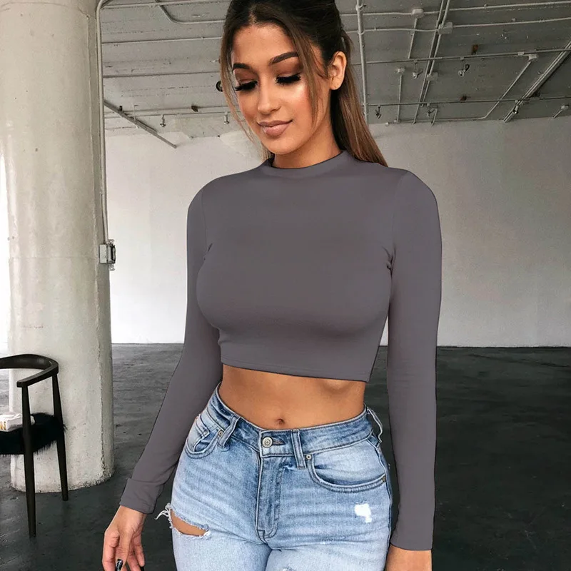 Latest Hot Sexy Girl's Solid Skinny Long Sleeve Turtleneck Casual Slim ...