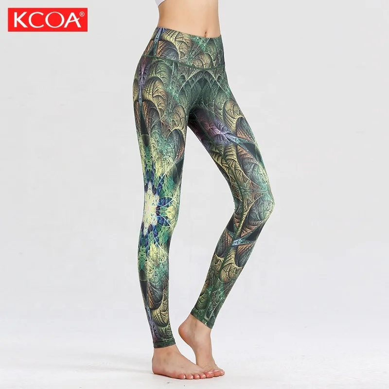 

KCOA Tummy Control Sublimation Print Ladies Scrunch Butt Yoga Pants, Custom or more than 50 colors in stock