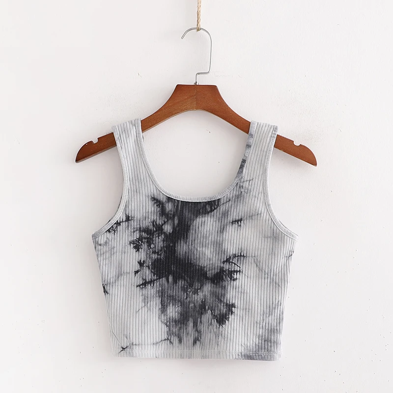 

Basic design stylish tie dye tank top women summer crop tops, Pink