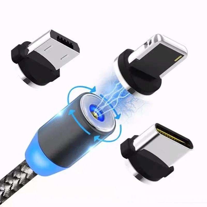 

for lighting micro usb jack cable 360 rotate magnetic charging cable for phone type c fast charging cabo usb cable kabel data
