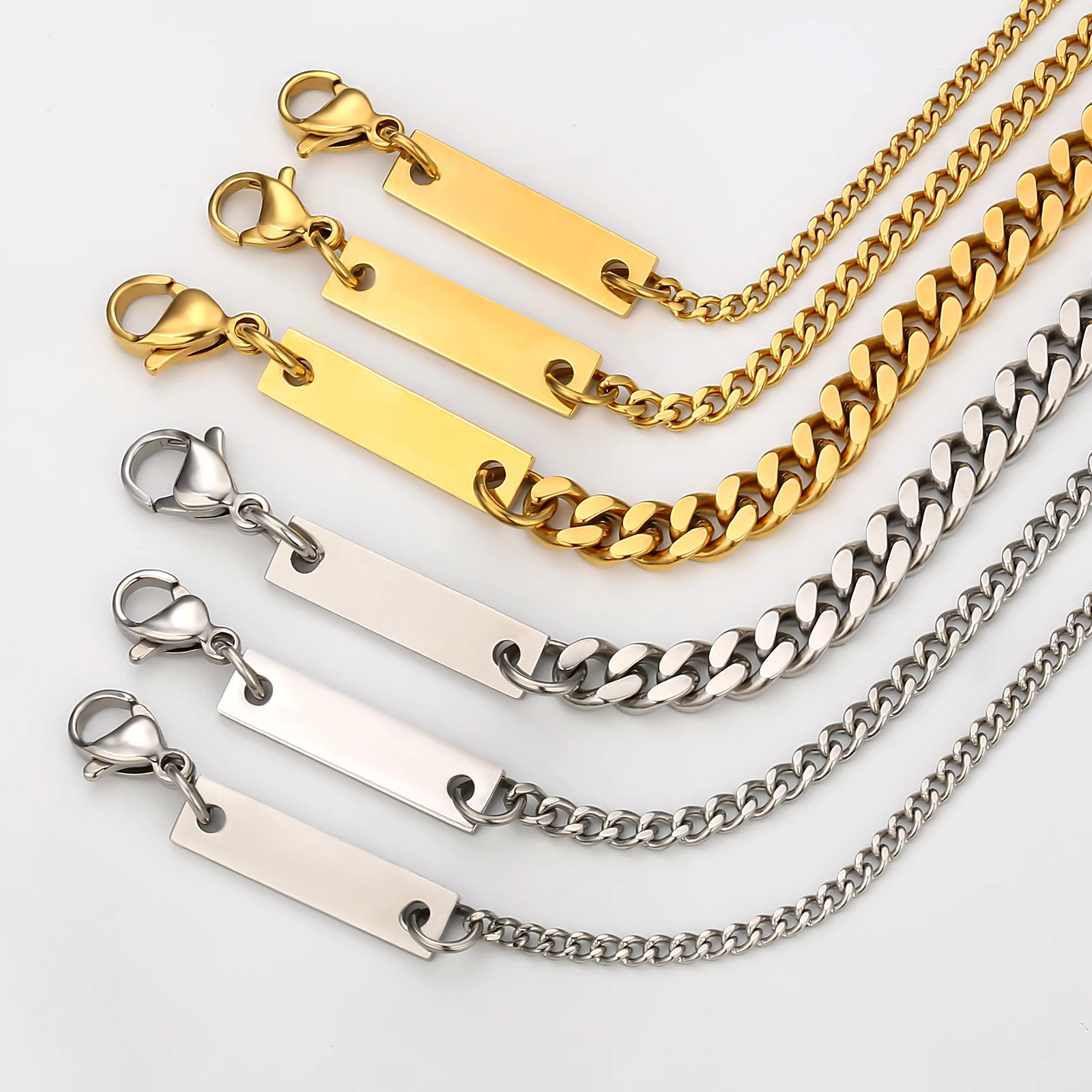 

KRKC Hip Hop Jewelry High Quality cubana Customized Stainless Steel Thin Miami Mens 14k Real Gold Curb Cuban Link Chain Necklace