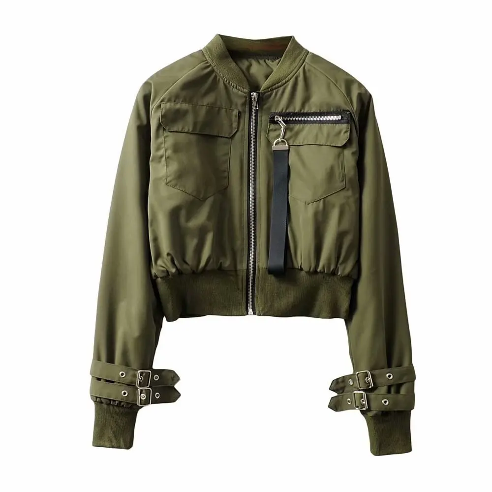 

Casual loose fashion new style polyester cotton 3colors women zipper winter coats jacket, Khaki army green black