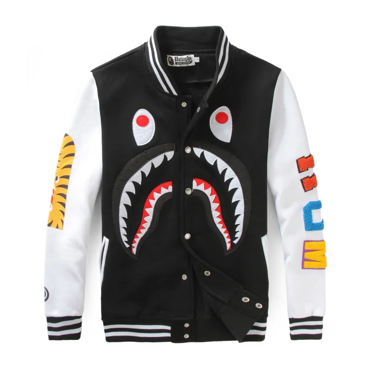 

Fashion Men's Fleece Baseball Bape Jacket, Picture colors