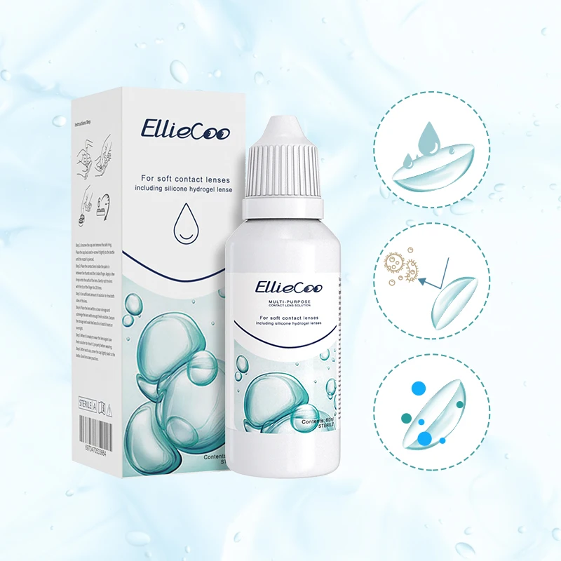 

Elliecoo high quality 60ml contact lens solution for contact lenses free shipping