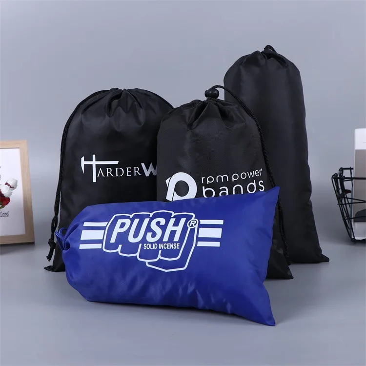 

20*25cm black waterproof Polyester drawstring bag ,nylon drawstring pouch, Customized color