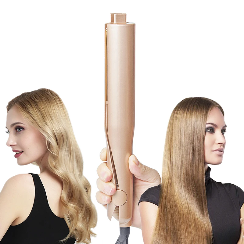 

2 in 1 Flat Iron Hair Straightener and Curler Twist Curling Straightening Iron Hair Styling Tools with 1 Inch Plate, Champaign gold