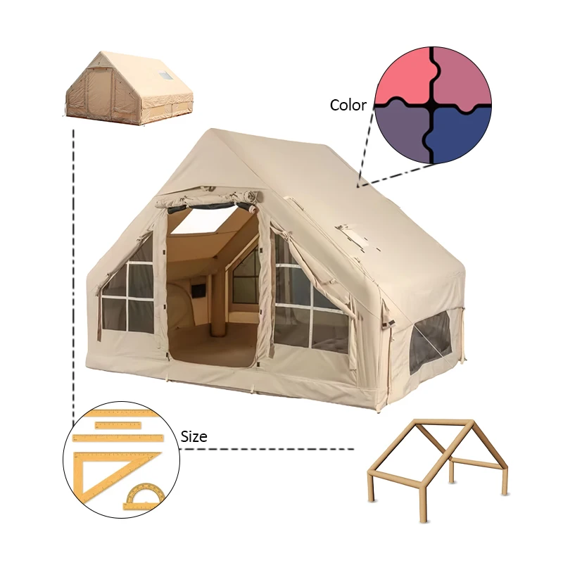 4-Season Outdoor Glamping Tent for 4-6 People Pop-up Inflatable with Oxford Fabric for Camping