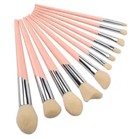 

New 11PCS Professional Shenzhen Makeup Brushes Set Pink plastic Handle Cosmetics Make up Tools