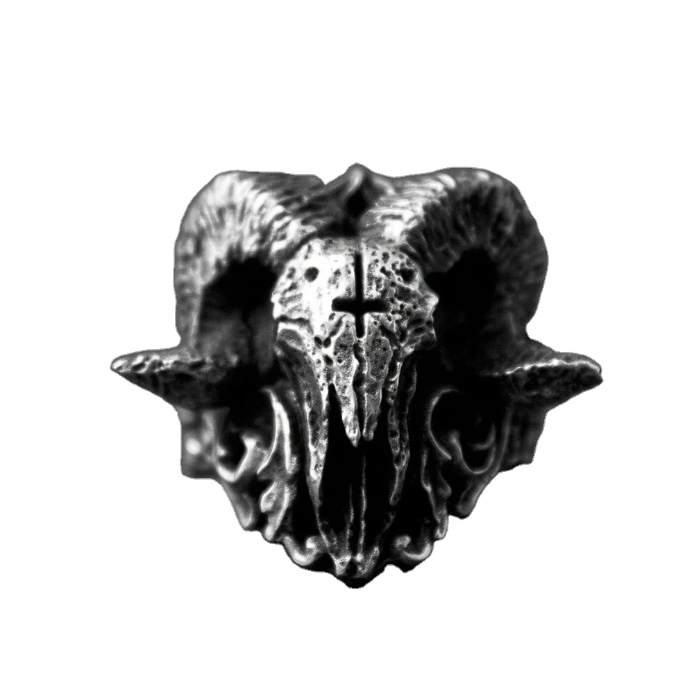 

Fashion Male Make Old Vintage Men goat Rings Biker Rock Roll Gothic Boy Punk Jewelry Ring, Silver