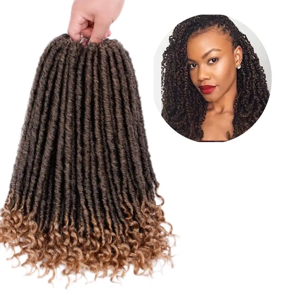 

Passion Twist 18 Inch Straight Goddess Locs Synthetic Spring Twist Kinky Ombre Crochet Braiding Hair Extensions For Afro Woman