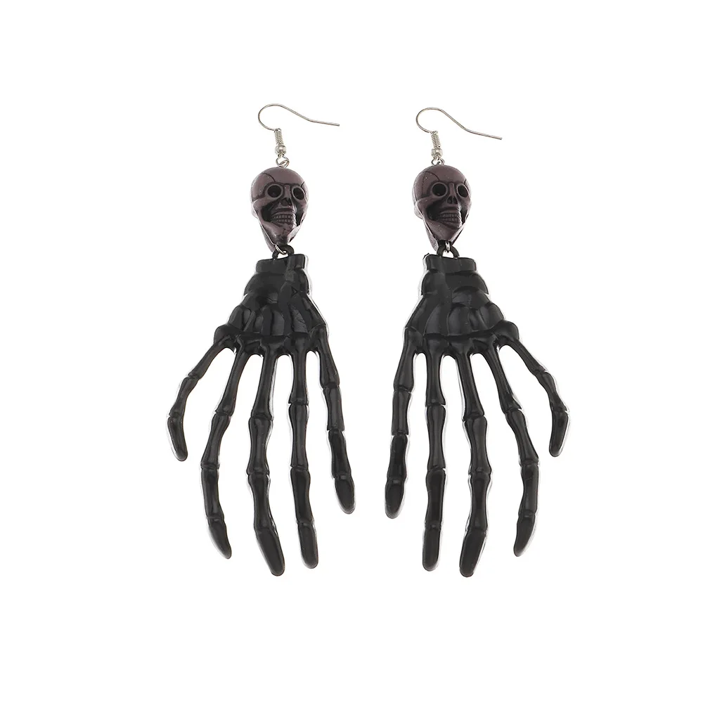 

Punk Gothic Hollow Scary Skeleton Skull Face Drop Dangle Earrings Halloween Skull Earrings for Women Tiny, Black/white