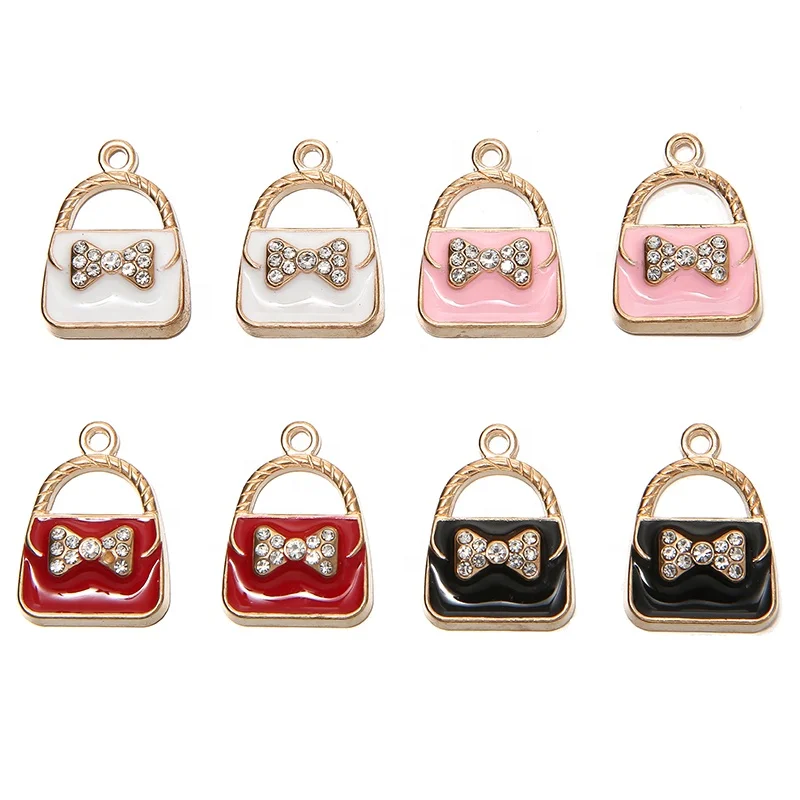 

Wholesale Charms Cute bow-tied handbag Enamel Charms Earring Bracelets pendant For Necklaces Jewelry Accessories, Picture show
