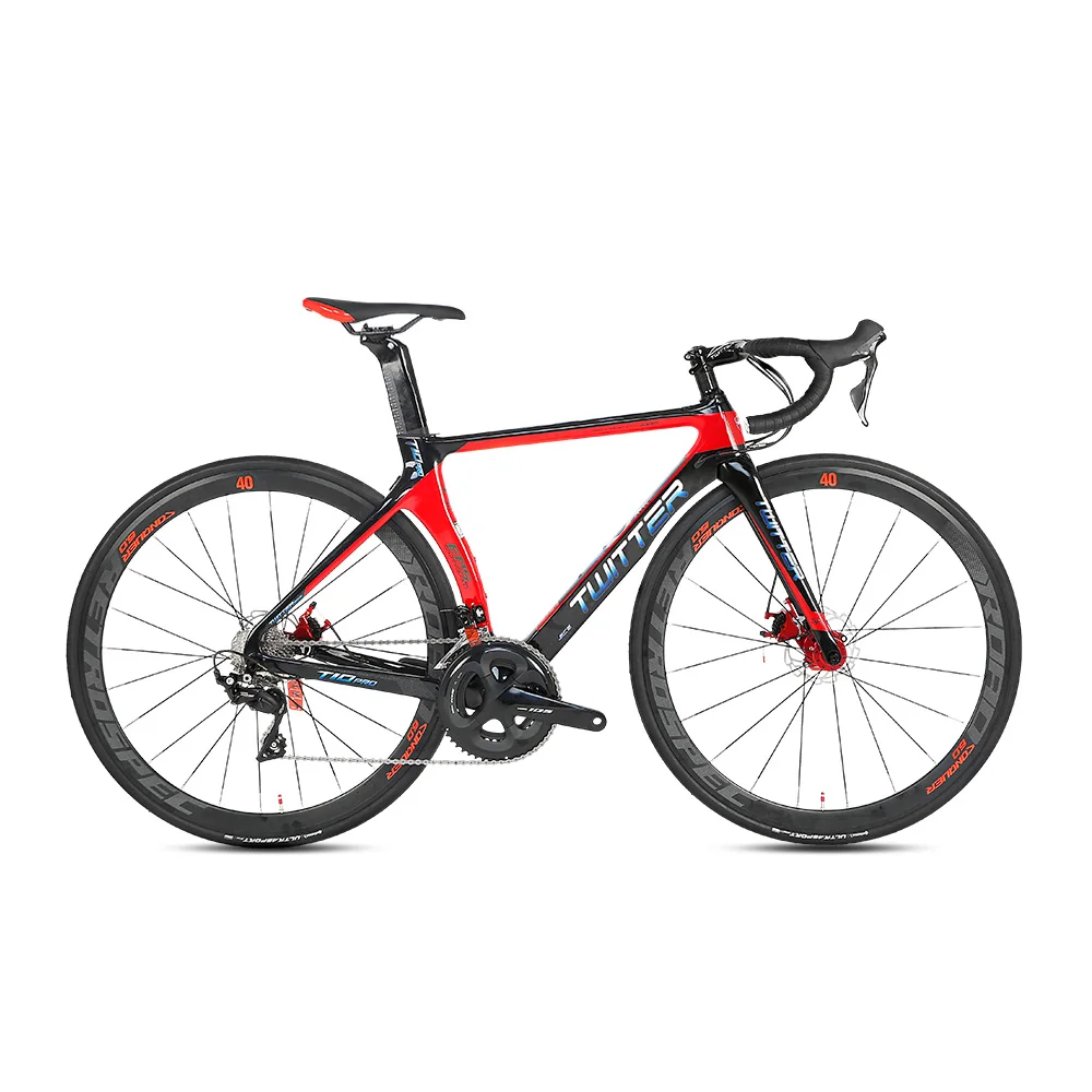 

Newest 22Speed Carbon 700C Gravel Bike, Blackred / black / red / ti / yellow / blue