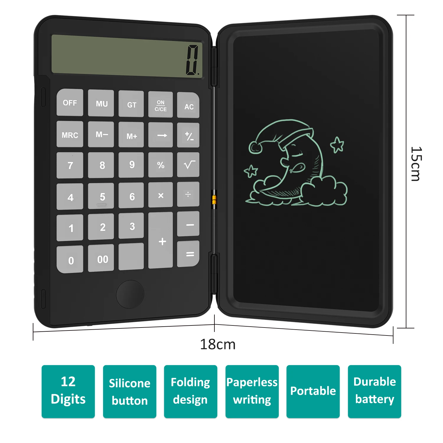 
Office Business Drawing Lcd Tablet Pad Folding Lcd Display 12 Digits Calculator 