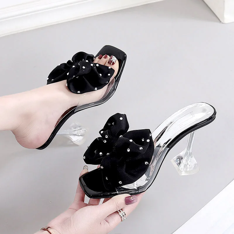 

The new Casual temperament bow half drag stiletto shoes stock high heels shoes for women slipper