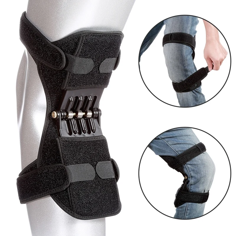 

Joint Support Knee Pads Rebound Power Leg Knee Booster Removable Stabilizer, Black