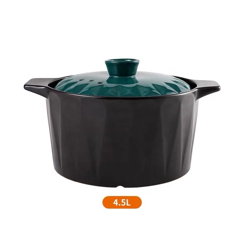 

Multiple Color Cookware Round Shape Stoneware Casseroles Mini Ceramic Cocotte Hot Pot Casserole Heat Resistant With Lid, Black