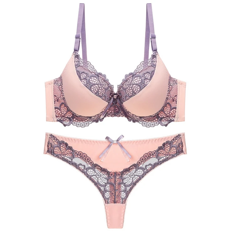 

2021 Hot Selling Women Lace Bra Brief Set Fashion Lace Womens Underwear Sets Bra and Brief Set, Customized color