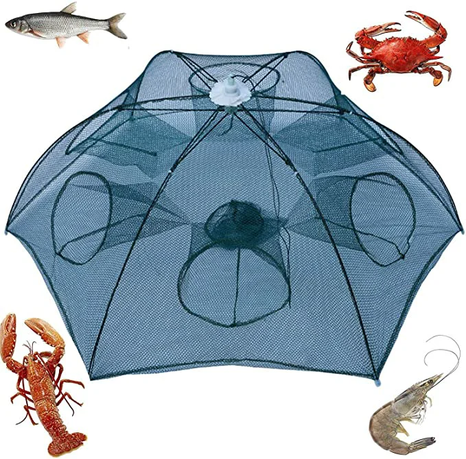 

Crawfish Trap Crab Fish Trap Foldable Fishing Bait Trap Cast Net Cage with 18 Feets Nylon Rope for Catching Small Bait Fish