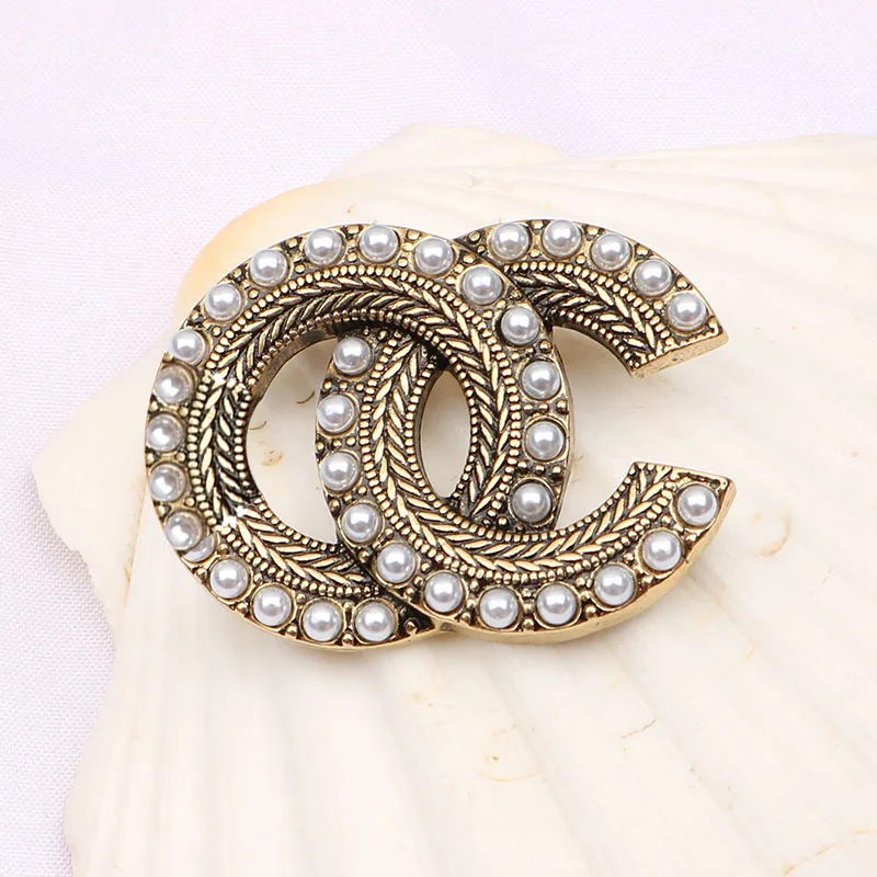

New Korean Version Of Brooch Alloy Inlay Pearl Fashion Dress Brooch Pin Brooch, Gold, ancient gold and copper