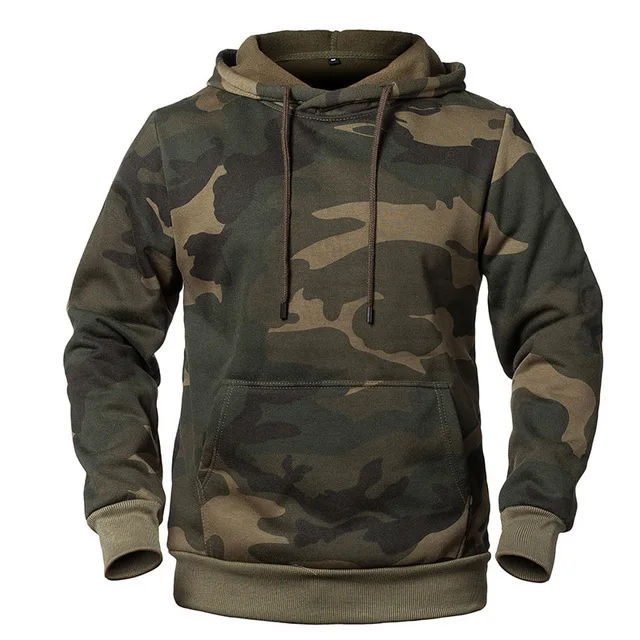 

Wholesale Stylish Fashion Long Sleeve Pullover Cotton Green Camouflage Camo Men's Hoodie