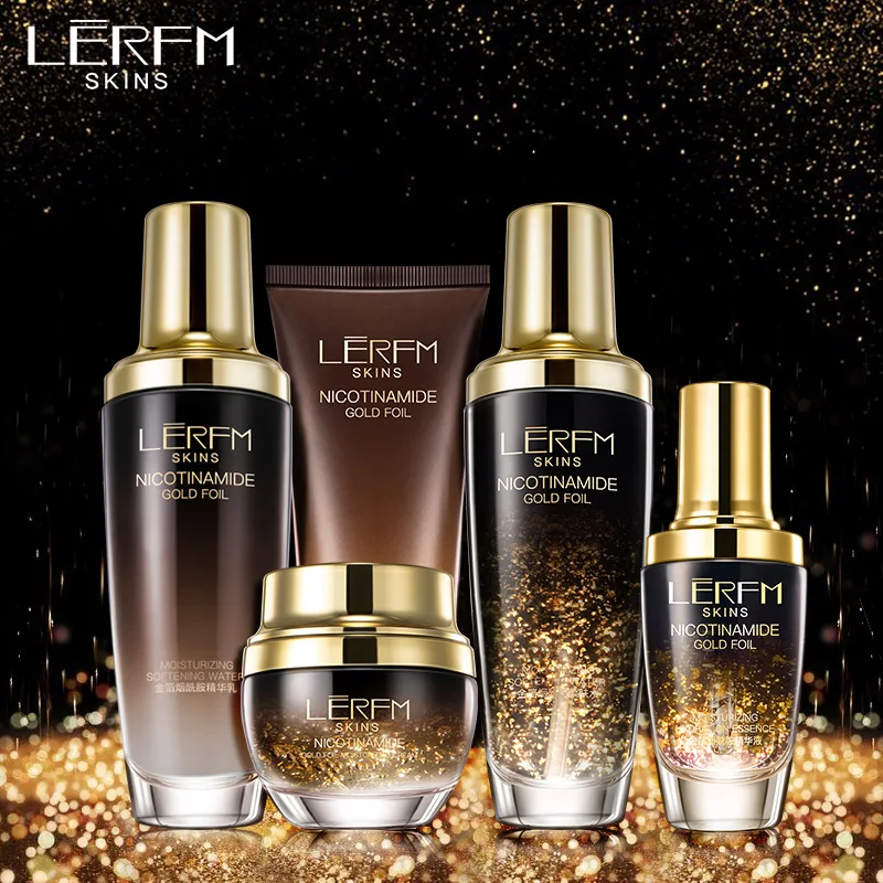 

LERFM SKINS 24K Gold Foil Niacinamide Cleanser Toner Serum Cream Gift Brighten Kit Skin Care Whitening Rejuvenating Facial Set