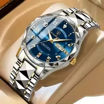 2024 New POEDAGAR 858 Man Wristwatch Waterproof Luminous Date Week Men Watch Sport Stainless Steel Quartz Watches